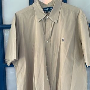 Men’s XXL Ralph Lauren Tan Classic Fit Shortsleeved Button-down Shirt